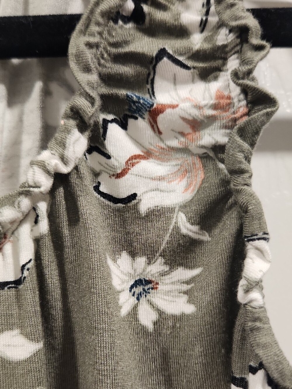 Maurices Olive Green Floral Ruffle-Trim Tank - Picture 3 of 4